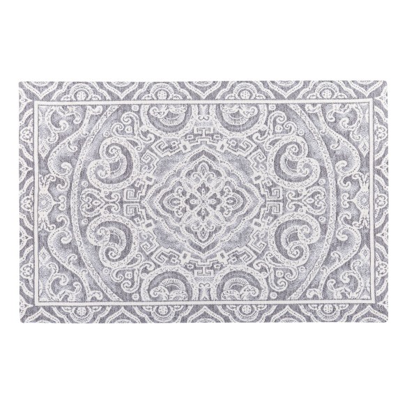 Jacquard placemat set with geometric motifs grey 30x45. MYKONOS C.6