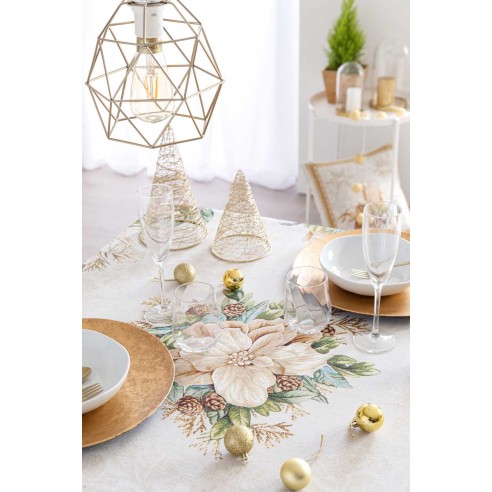 Jacquard tablecloth with Christmas motifs. CANDLE