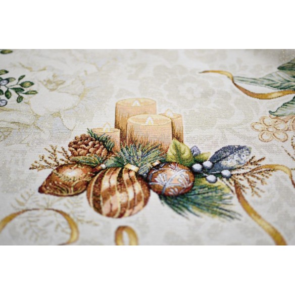Mantel de mesa de tejido Jacquard con motivos navideños. CANDLE