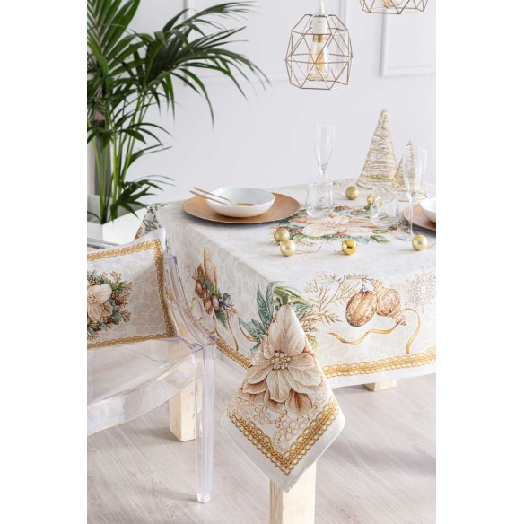 Jacquard tablecloth with Christmas motifs. CANDLE
