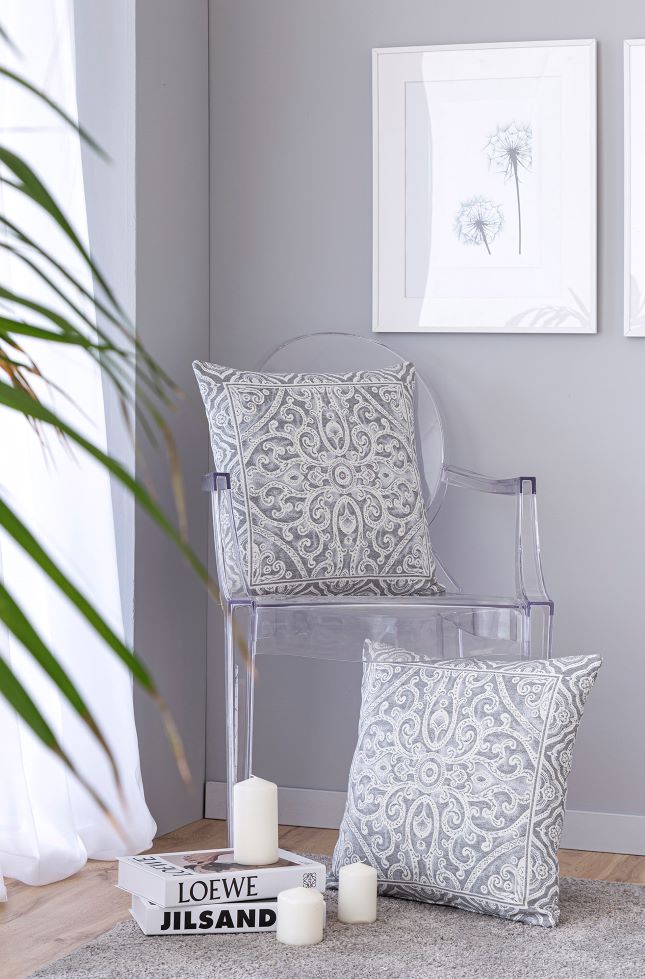 Jacquard cushion geometric grey 45x45 MYKONOS C.6