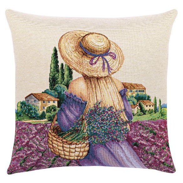Cojin Jacquard campos lavanda 45x45 VAUCLUSE