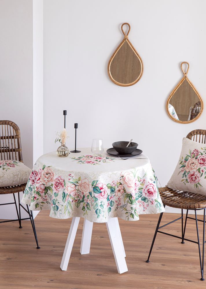 Mantel de mesa de tejido Jacquard con flores. PADUA