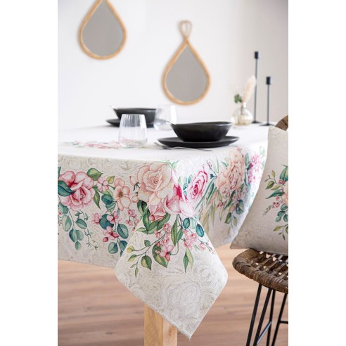 Mantel de mesa de tejido Jacquard con flores. PADUA