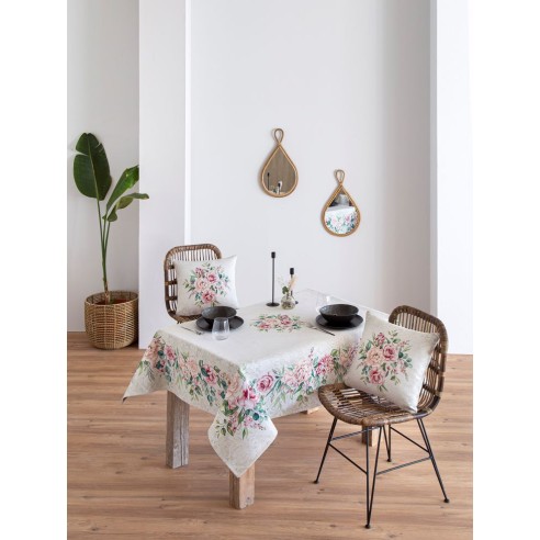 Mantel de mesa de tejido Jacquard con flores. PADUA
