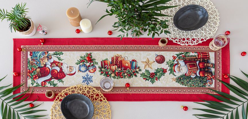 Jacquard table runner with Santa Claus. 40x135 CHRISTMAS