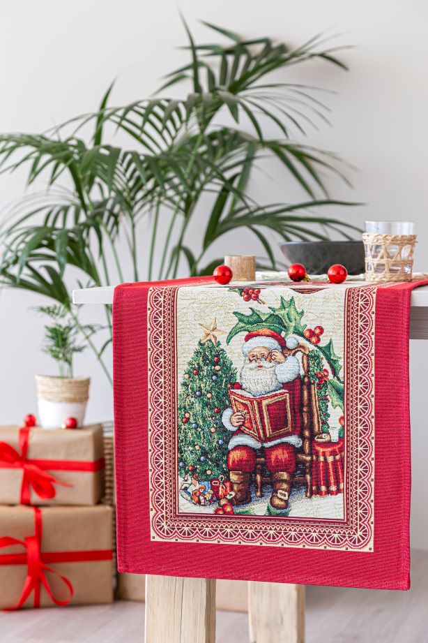 Jacquard table runner with Santa Claus. 40x135 CHRISTMAS