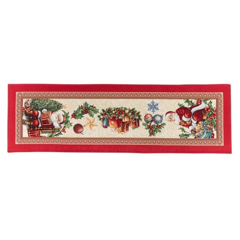 Camino de mesa de tejido jacquard  con Papa Noel. 40x135 CHRISTMAS