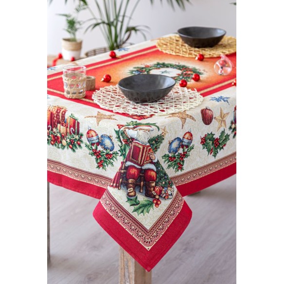 Jacquard tablecloth with Santa Claus. CHRISTMAS