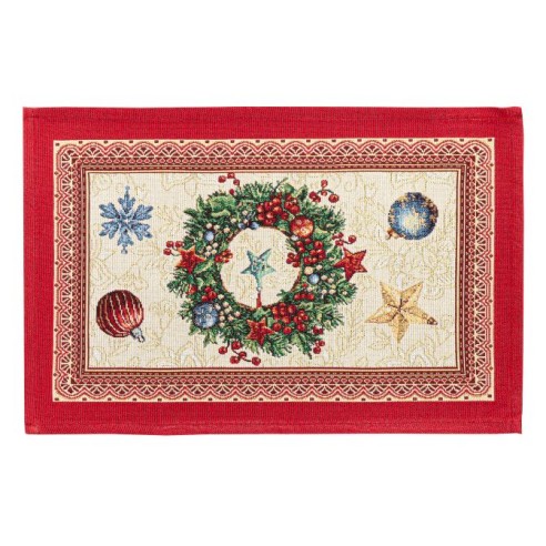 Jacquard placemat set with Christmas wreath. 30x45 CHRISTMAS