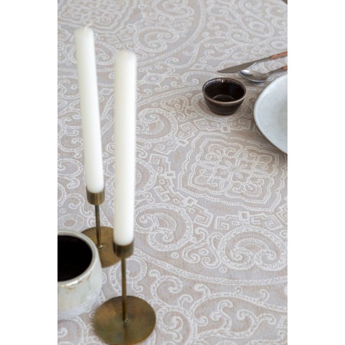 Jacquard tablecloth with geometric motifs MYKONOS Beige
