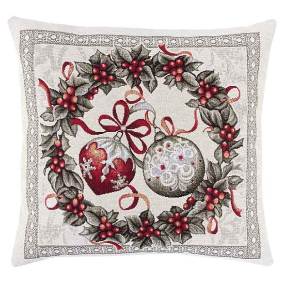 Jacquard cushion with Christmas wreath. 45x45 KRIS