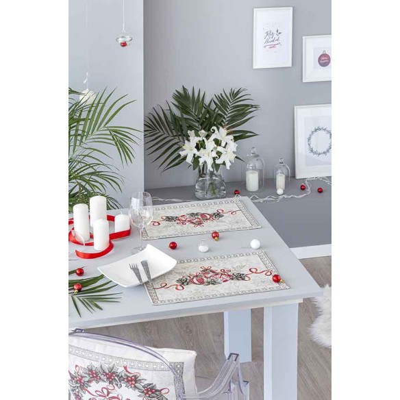 Set individual de mesa de tejido jacquard con bolas de Navidad. 30x45 KRIS