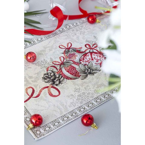 Jacquard placemat set with Christmas baubles. 30x45 KRIS