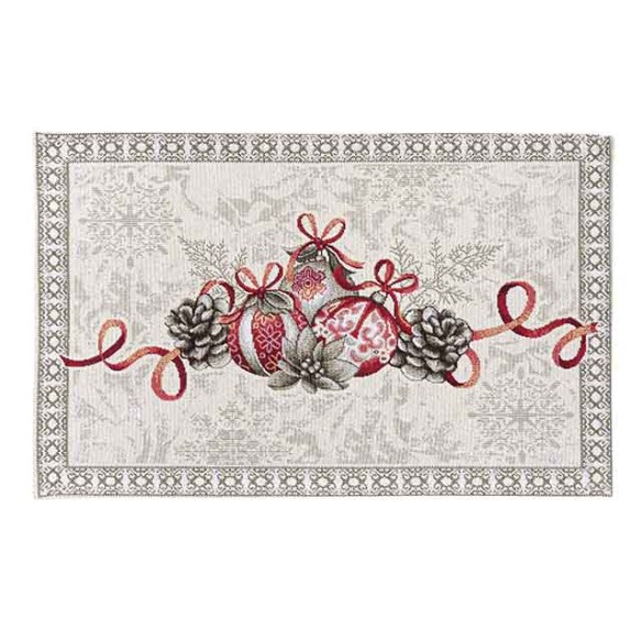 Jacquard placemat set with Christmas baubles. 30x45 KRIS