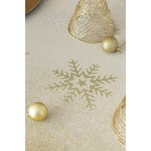 Mantel de mesa de tejido Jacquard con Papa Noel y ciudad navideña. VILLAGE