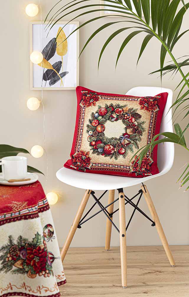 Cojin Jacquard navideño con corona 45x45 FIDELITY
