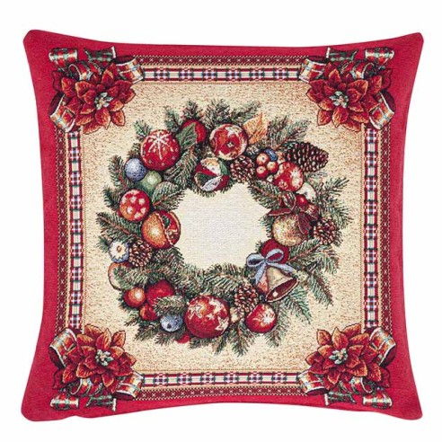 Cojin Jacquard navideño con corona 45x45 FIDELITY