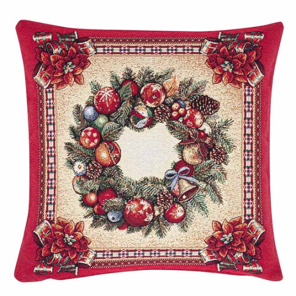 Cojin Jacquard navideño con corona 45x45 FIDELITY