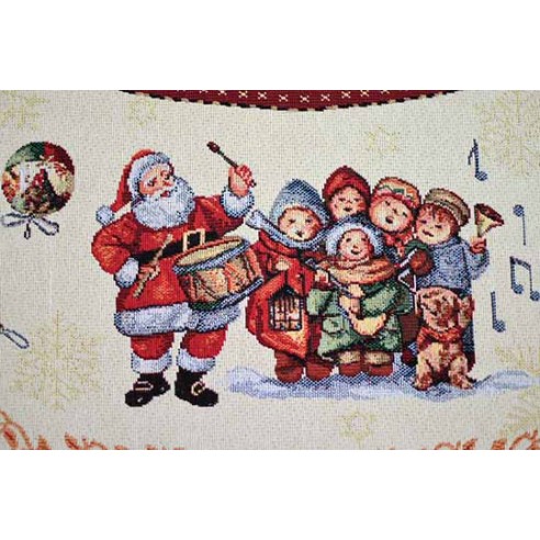 Jacquard tablecloth with wreath and Christmas motifs FIDELITY