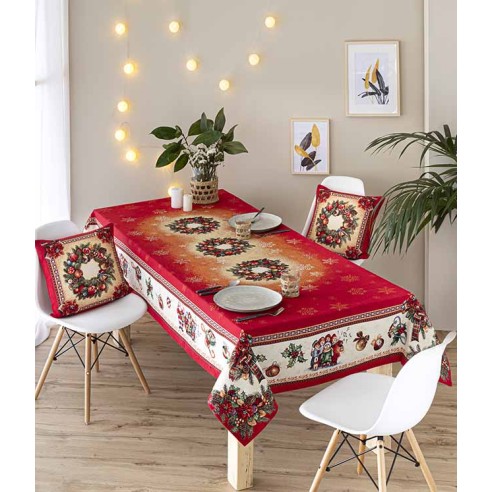 Mantel de mesa de tejido Jacquard con corona y motivos navideños FIDELITY