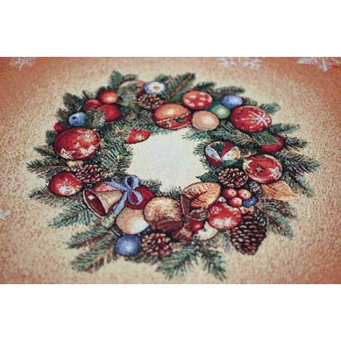 Jacquard tablecloth with wreath and Christmas motifs FIDELITY
