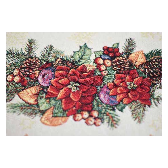 Jacquard tablecloth with wreath and Christmas motifs FIDELITY