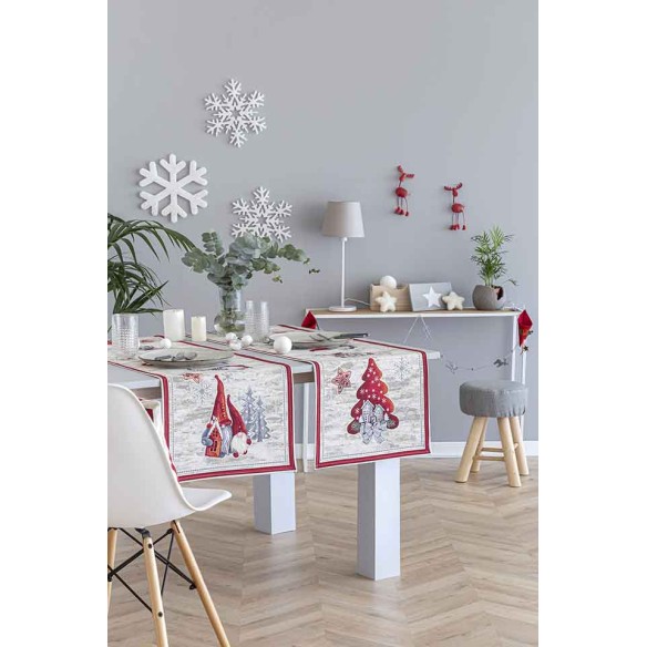 Jacquard table runner with Christmas Gnomes. 40x135 GNOMOS