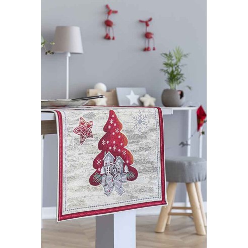 Jacquard table runner with Christmas Gnomes. 40x135 GNOMOS