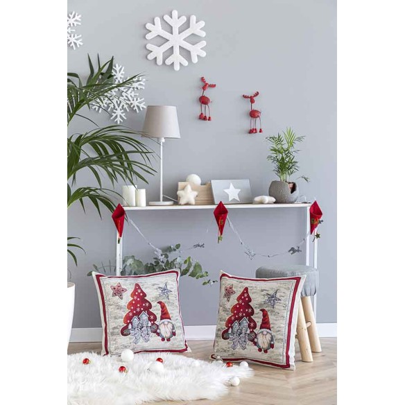 Jacquard cushion with Christmas Gnomes. 45x45 GNOMOS