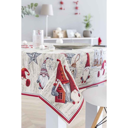 Mantel de mesa de tejido Jacquard con Gnomos Navideños GNOMOS