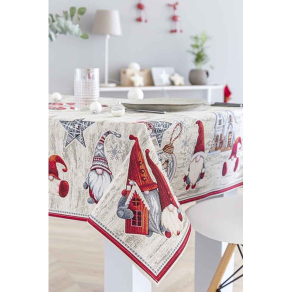 Mantel de mesa de tejido Jacquard con Gnomos Navideños GNOMOS