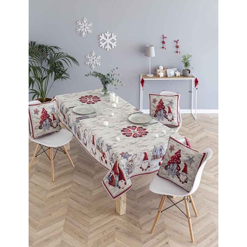 Mantel de mesa de tejido Jacquard con Gnomos Navideños GNOMOS