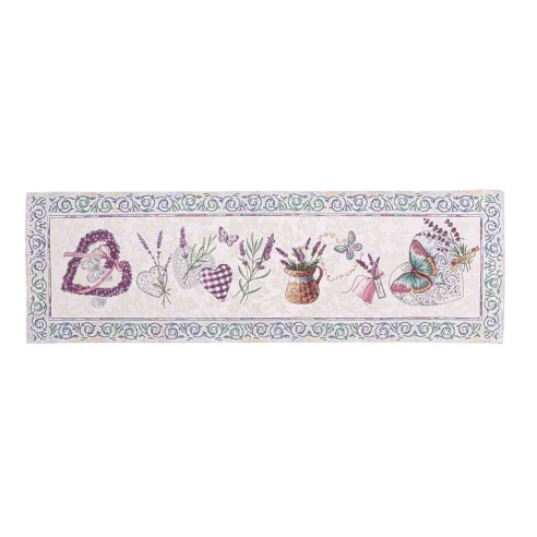Camino de mesa de tejido Jacquard con flores lavanda. 40x135 LAVANDER