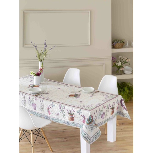Mantel de mesa de tejido Jacquard con flores lavanda LAVANDER