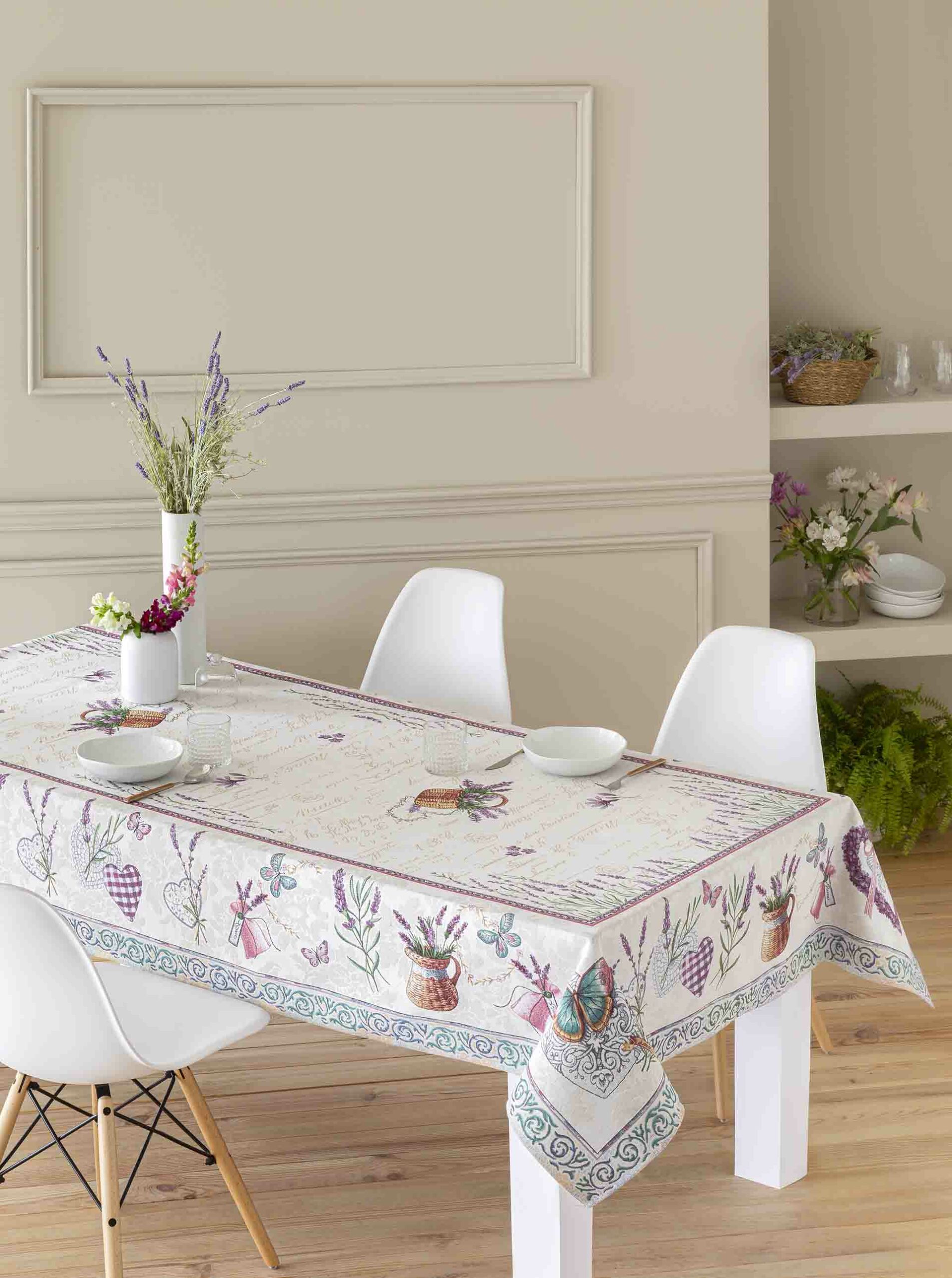 Jacquard tablecloth with lavender flowers LAVANDER