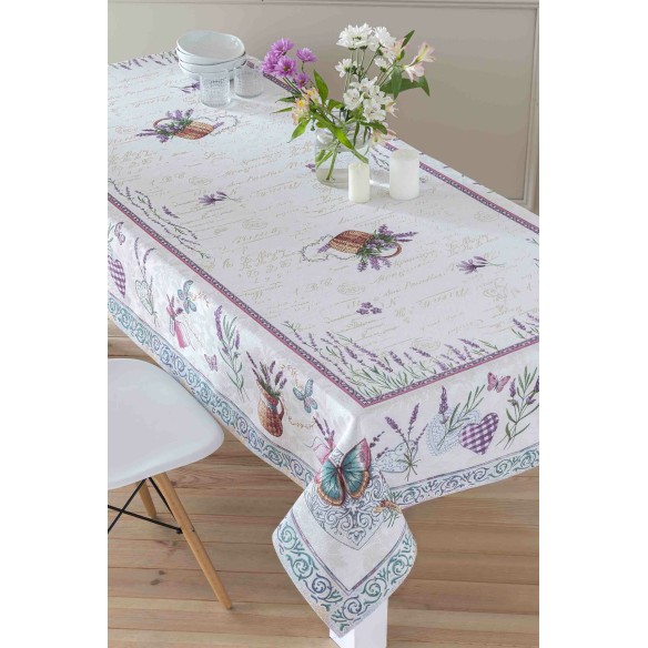 Jacquard tablecloth with lavender flowers LAVANDER