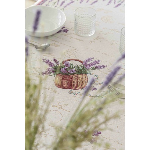 Jacquard tablecloth with lavender flowers LAVANDER