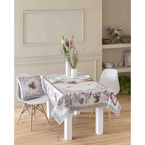 Mantel de mesa de tejido Jacquard con flores lavanda LAVANDER