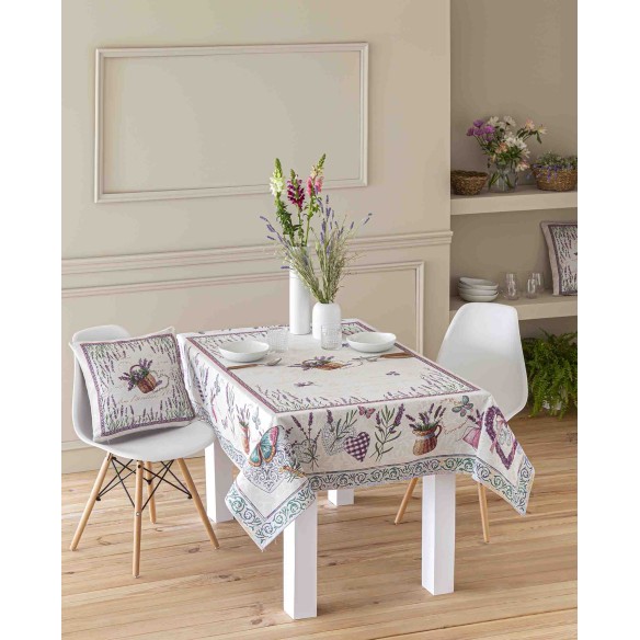 Mantel de mesa de tejido Jacquard con flores lavanda LAVANDER