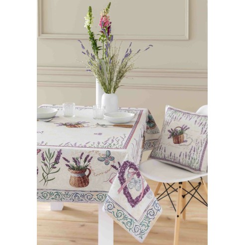 Jacquard cushion with lavender flowers 45x45 LAVANDER