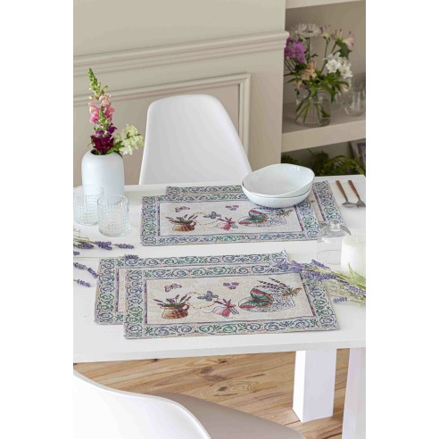 Jacquard placemat set with lavender flowers 30x45 LAVANDER