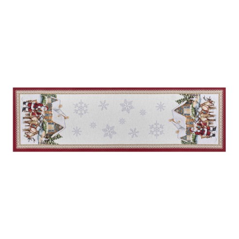 Jacquard table runner with Santa Claus and Reindeer. 40x135 FROSTY