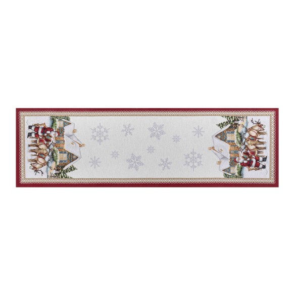 Jacquard table runner with Santa Claus and Reindeer. 40x135 FROSTY
