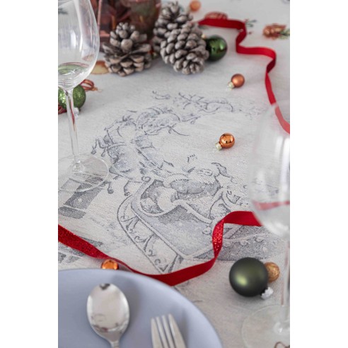 Jacquard tablecloth with Santa Claus and Reindeer FROSTY