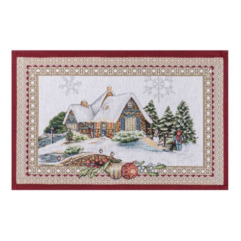 Set individual de mesa de tejido jacquard con Papa Noel y reno. 30x45 FROSTY