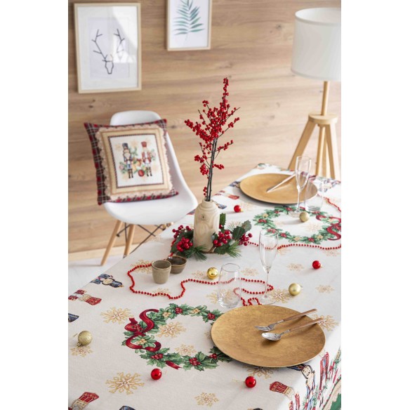 Mantel de mesa de tejido Jacquard con Soldado Cascanueces. TAMBURELLI