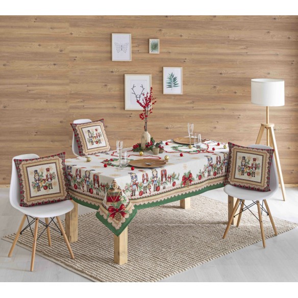 Mantel de mesa de tejido Jacquard con Soldado Cascanueces. TAMBURELLI