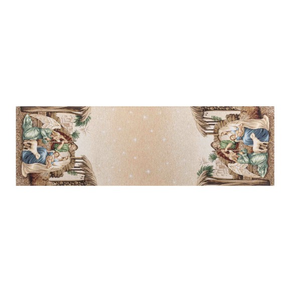 Jacquard table runner with Adoration. 40x135 HOLY FAMILY