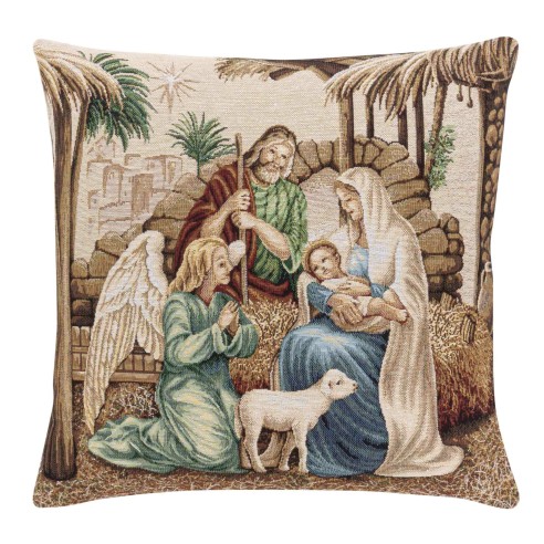 Cojin Jacquard con Adoracion. 45x45 SAGRADA FAMILIA